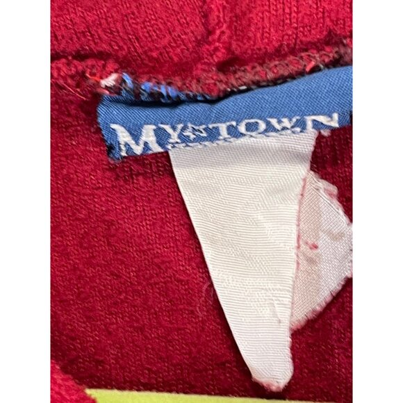 my town red hooded sweatshirt front pocket elastic sleeve bottoms brian READ - Picture 8 of 8